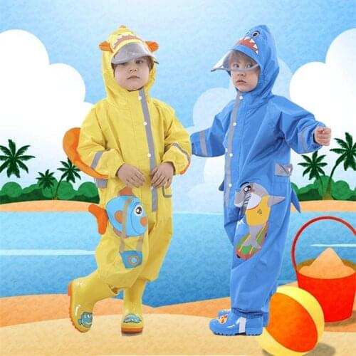 80-135CM Waterproof Raincoat For Children Kids Baby Rain Coat Poncho Boys Girls Students Siamese Play Raingear