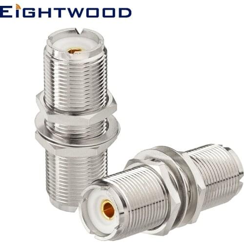 Eightwood 2PCS SO239 Adapter UHF Female to Female Jack Bulkhead RF Connector for CB Two Way Mobile Radio Ham Radio Transceiver