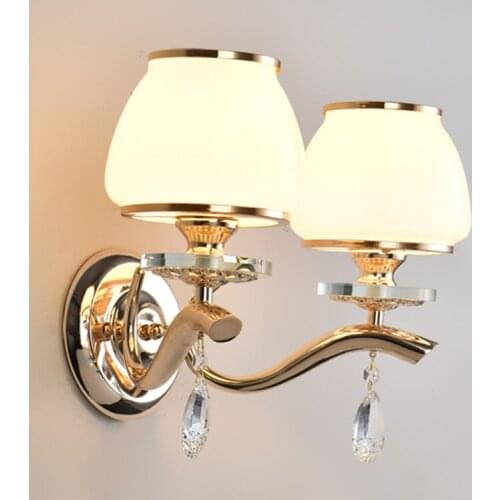 European Bedside Lamp Wall Lamp Gold Bedroom Room Crystal Living Room Television Background Wall Lamp Restaurant Aisle Lights