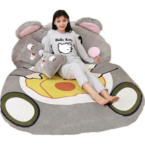 Fancytrader Giant Plush Cartoon Animal Mouse Tatami Stuffed Soft Beanbag Bed Carpet Mat Sofa