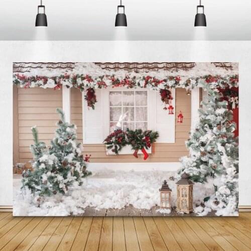 Winter Snow Scene Christmas Tree Baby Child Portrait Photography Background Family Party Decor Photocall Backdrop Photo Studio