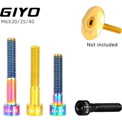 GIYO Bike Headset Stem Top Cap Bolts Titanium MTB Ti Screws for Fixing Stem Screws Bolt M6x30/35/40