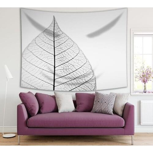 Tapestry Skeleton Leaf Nature Tree Plant Botanical Theme Minimalistic Artwork Gray Black