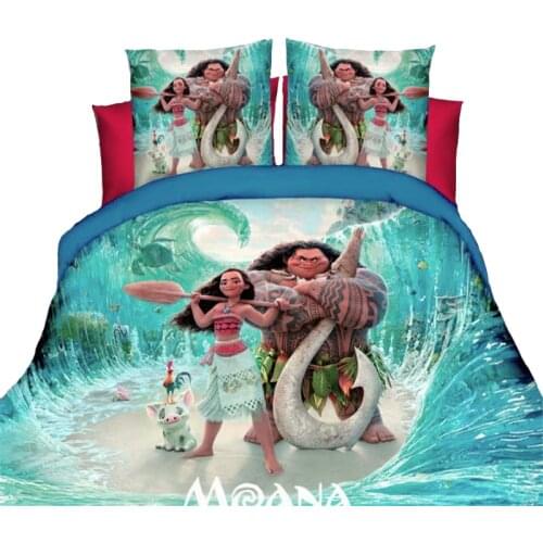 Disney Moana Bedding Set Duvet Covers Single Twin Size Bedroom Decoration Blue Color Girls Childrens Babies Bed 2/3/4 Pieces