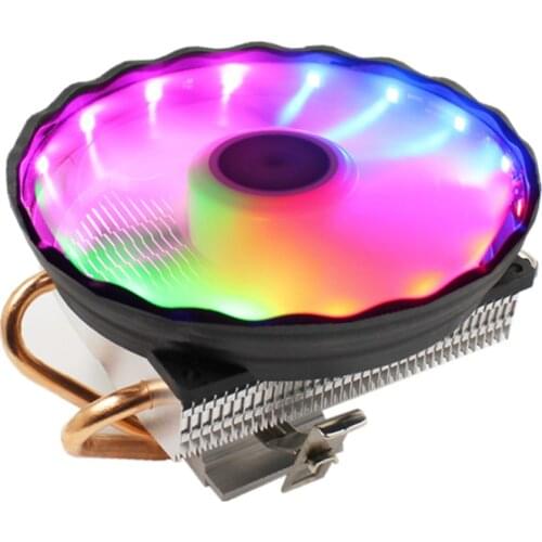 RGB LED CPU cooler Cooling 2 heatpipe CPU fan 3Pin PC Cooling 90mm fan Radiator heatsink for LGA/775/1158/1366/AM4/AM3/AM2+/AM2