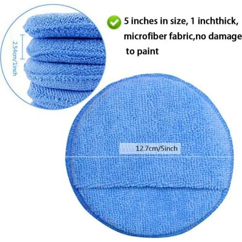 Microfiber Wax Applicator Pad 5" Diameter Ultra soft Microfiber with Finger Pocket Polish Car Wax Apply Remover Buff Pads
