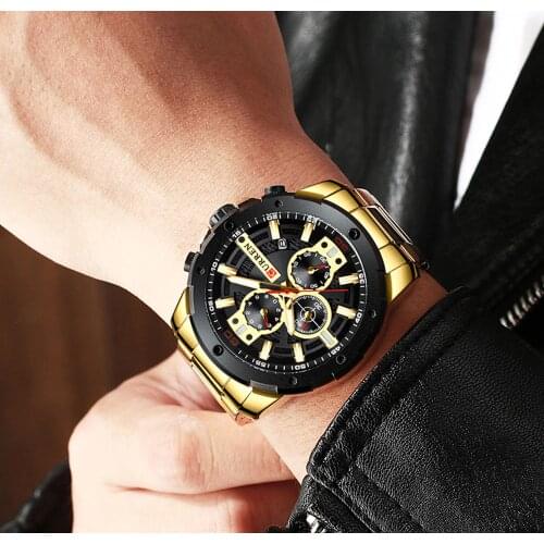 CUrRREN 2019 Fashion Military Sport Wristwatch Men Watch Stainless Steel Dress Quartz Mens Watch Relogio Masculino Reloj