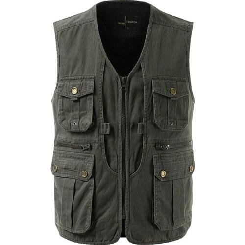 COLDKER Men Camouflage Fishing Hunting Vest Cargo Outdoor Game Outwear Waistcoat Multi-Pocket Photography l Fishing Vest