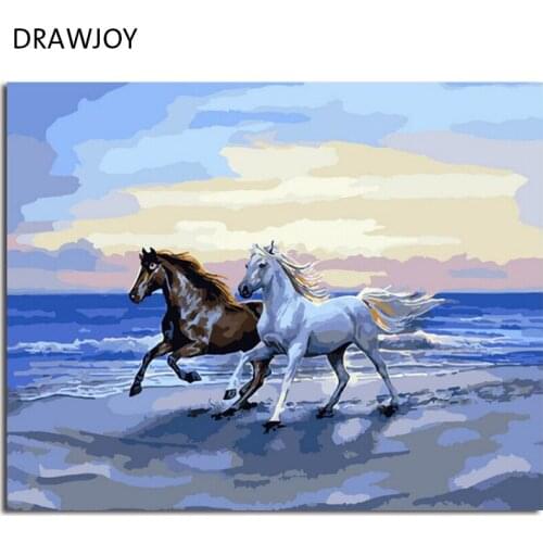 DRAWJOY Drop Shipping Horses Framed Picture DIY Painting By Numbers Canvas Painting Home Decoration For Living Room