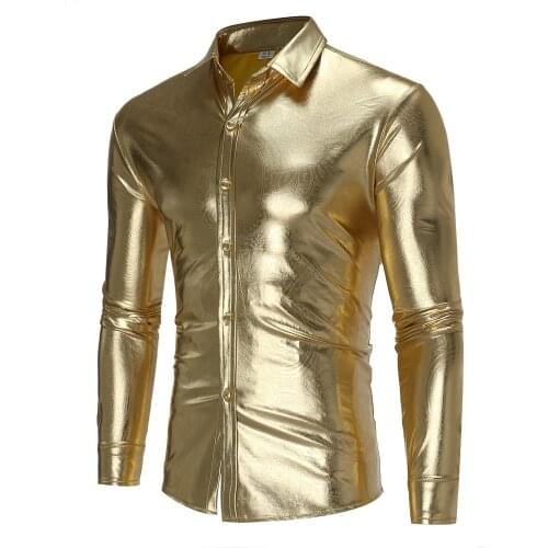 New style personalized nightclub style bright color shirt, mens casual long sleeve shirt