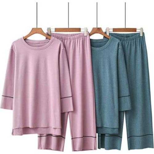 Thick warm pajamas women autumn winter cotton velvet sleepwear set loose sleep tops + trousers pijama suit casual home clothes