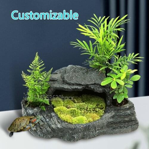 Customizable Resin Turtle Terrace Climbing Platform Tortoise Avoid Cave Turtle Drying Platform Turtle Tank Landscape Island