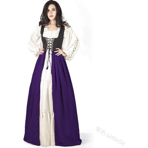 Hot styles XXXXL Renaissance Medieval Costume Irish Over Dress Retro Cosplay Costume Lantern Sleeve Dress Vintage Long Skirt