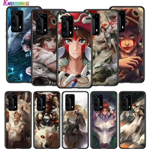 Princess Mononoke For Huawei P Smart Z S Plus 2020 2019 P40 P30 P20 Pro Lite E Plus 5G Lite Bright Black Phone Case