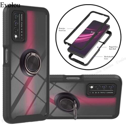 Capa For TCL T-Mobile REVVL V Plus Cases 2 in 1 Transparent Case For TCL 20 Pro Revvl 4 TPU + PC Armor Hybrid Shockproof Cover