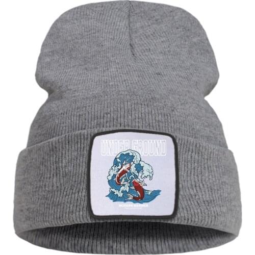 Underground Modern Mariner Carp Prints Beanie Hat Wool Hot Sale Winter Hat Skullies Simple Knitted Hats Quality Comfort Cap
