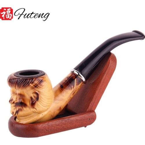 Hot Smoking Pipe Resin Lion shape Detachable Small Durable Smoking Cigarette Pipe Black gift box Tobacco Pipes accessories