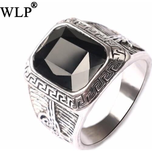 WLP 2018 New Arrival Zinc Alloy Square Shape Vintage Antique Mens Finger Rings Cameo Image Decoration Turkish Statement Rings