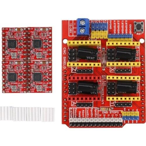 3D CNC Shield Board for UNO R3 + 4Pcs A4988 Stepper Motor Driver For Arduino 3D Printer
