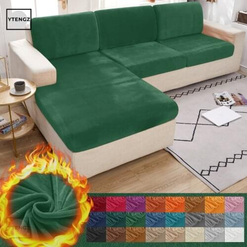 Green Color Thick Velvet Sofa Cover Sofa Cushion Cover Elastic Slipcover All-inclusive Couch Cover Sofas Case Seat Slipcover