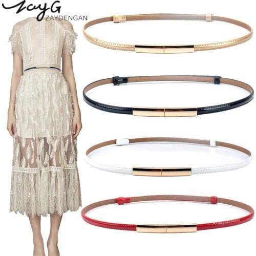 ZAYG Women belts leather adjustment buckle thin belt designers fashion woman belts brand luxury dress decorative waist chain