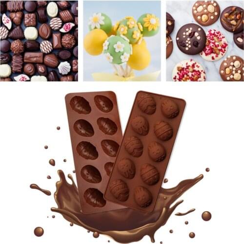 10-Cavity Easter Eggs Chocolate Mold Shaped Rabbit Silicone Cake Decorating Baking Candy Mould Cake Plastic Baking Tools