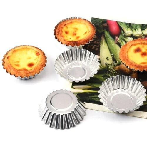 10pcs Egg Tart Mold Cake Aluminium Alloy Tart Mould Baking Tool Cupcake Egg Tart Fruit Tart Mold 7cm Diameter