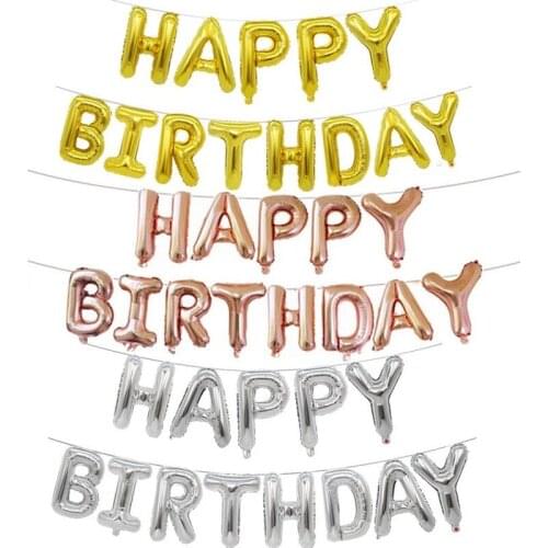 16inches Aluminum Film Balloons Happy Birthday Letter Balloon Set for Birthday Party Decoration Background Layout Party Supplies