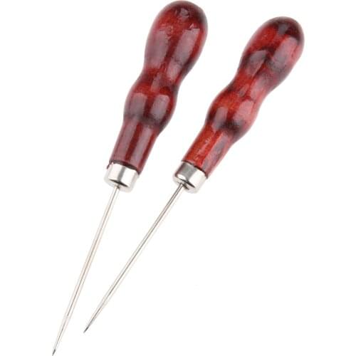 2Pcs 13.3CM Leather Stitching Sewing Awl Repair Tool Sewing Punch Hole Hook Awl Leather DIY Handmade Leather Craft Tool