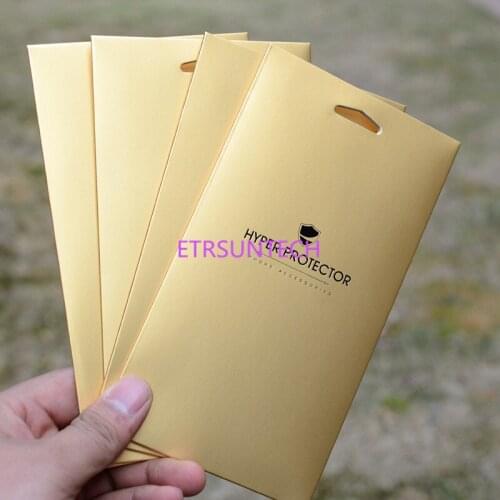 2000pcs Gold Cardboard Glass retail packaging box/paper box/white box for iphone X 8 7 6 6 plus Samsung Screen Protector Film