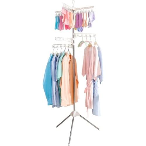 5 Layer Foldable Indoor Clothes Socks Drying Rack Hanging Storage Hanger Tripod Shirt Laundry Hanging Floor Stand Rack DQ1809
