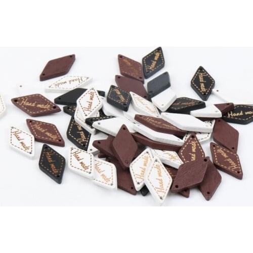 Handmade Buttons For Brand Tag Decorative Wooden Botones For Clothing Sewing DIY Scrapbooking Decoration Botone 13x27mm 50 pcs