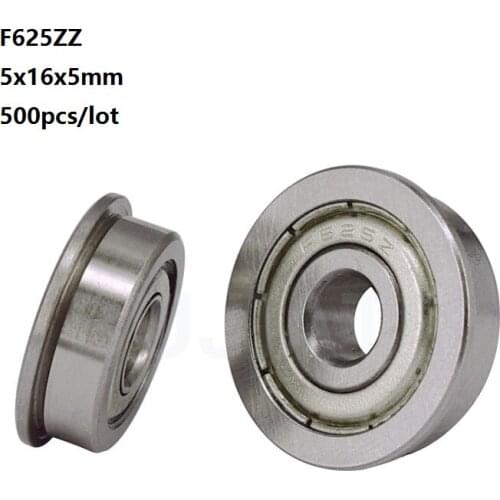 500pcs/lot F625ZZ F625Z F625 Z ZZ F625-ZZ 5x16x5mm metal cover flange deep groove Ball Bearing Miniature mini 5*16*5mm