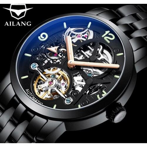 AILANG Mens Mechanical Watch Automatic Hollow Tourbillon Sports Waterproof Casual Fashion Luminous Authentic Mens Watch 6811A