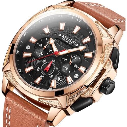 Casual Sport Watches for Men Blue Top Brand Luxury Leather Military Watch Wristwatch Man Clock Fashion Chronograph Wristwatches