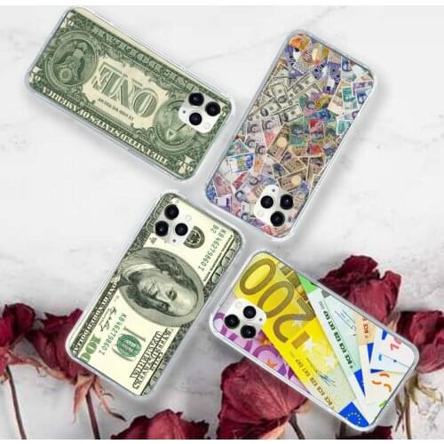 Money cash dollar Ruble Phone Case Transparent for iPhone 11 12 mini pro XS MAX 8 7 6 6S Plus X 5S SE 2020 XR