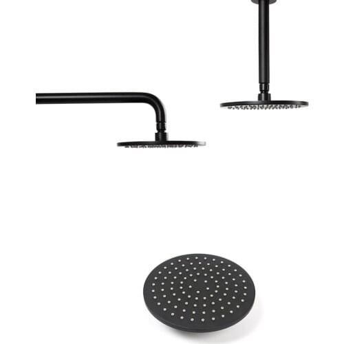 Black Shower Arm Wall Mouned and Ceiling Mounted Brass Bathroom Shower Black Square & Round Rain Shower Head