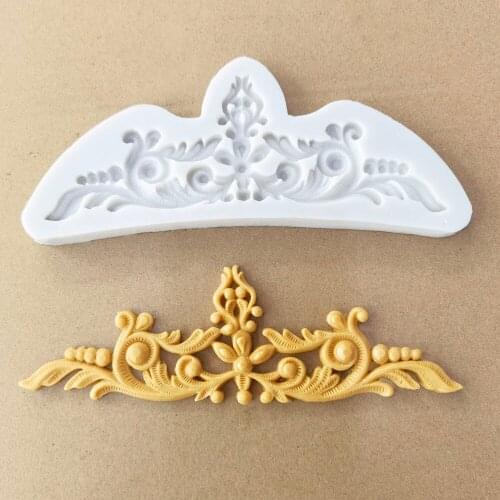 DIY Party Cupcake Topper Crown Lace Border Silicone Mold Fondant Cake Candy Clay Chocolate Mould