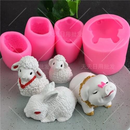 3D Rabbit Pig Sheep Shape Silicone Fondant Cake Molds Chocolate Mould Baking Tools Cake Decorating Tools