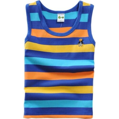 Boys T shirt Sleeveless Vest Toddler Kids Summer Clothing Cotton Boys Tops Tee Casual Striped Big Boy Clothes BC001