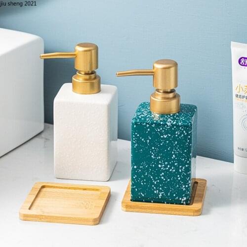 320ml European Style Ceramic Hand Sanitizer Bottle Household Hotel Bathroom Shampoo Shower Gel Press Bottle Bathroom Accessories