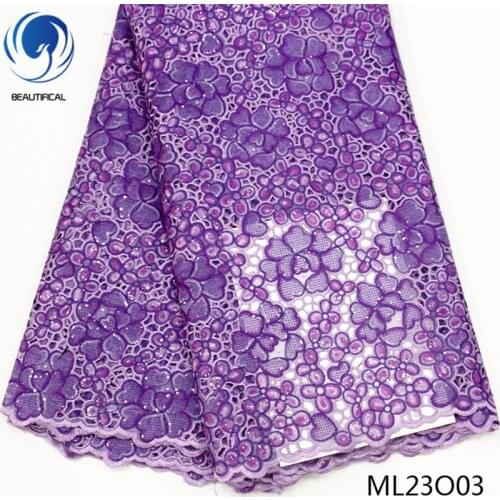 BEAUTIFICAL african lace fabrics 2020 New elegant flowers design organza lace fabric with sequins for dress 5yards ML23O03