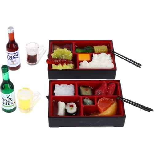Dollhouse Japanese style fast food lunch box sake set mini food and play accessories BJD surrounding scene