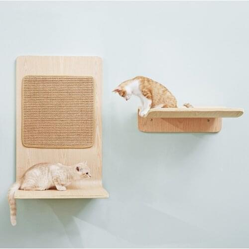 Solid Wood Cat Furniture, Small Jumping Platform On The Wall, Wood Grain Cat Toys, Pet Supplies