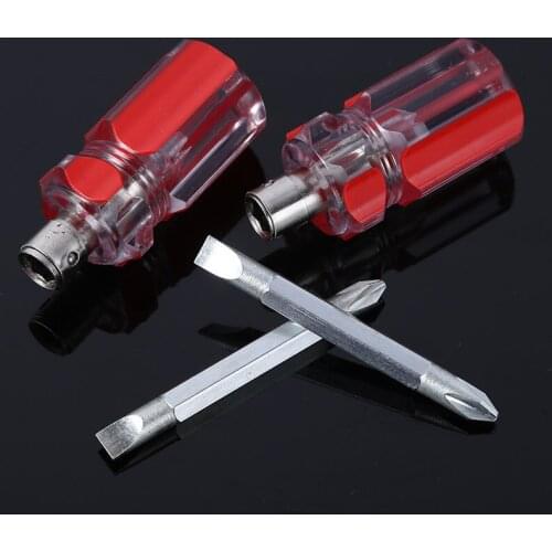 Mini Dual Purpose Slotted/Phillips Screwdriver Expansion Screwdriver Cross Word Ratchet Screwdriver 2in1 Manual Hardware Tools