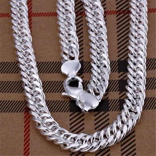Mens Necklaces 10mm Cuban Link Chain Silver Color 20inch Long Necklace For Man Collier Fashion Jewelry Accesories Party Gifts