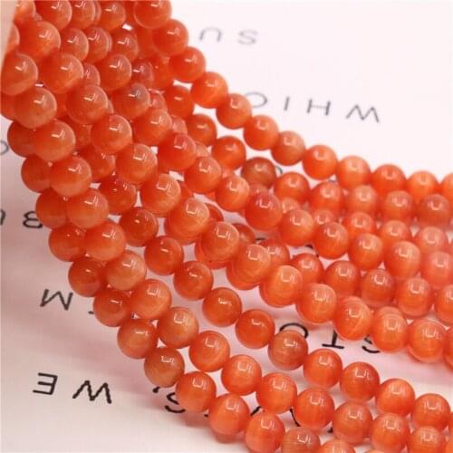 Natural Red Cats Eye Opal Stone 4/6/8/10/12mm Round Loose Beads DIY Necklace Bracelet Lady Gift Jewelry Accessories Y507