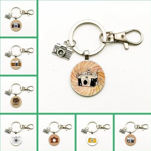 New Fashion Camera Pattern Keychain Photographer Gift Vintage Cute Camera Pendant Keyring Bag Charm Souvenir Creative Supplies