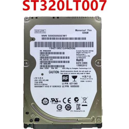New HDD For Seagate 320GB 2.5" SATA 3 Gb/s 16MB 7200RPM 7MM For Internal Hard Disk For Notebook HDD For ST320LT007