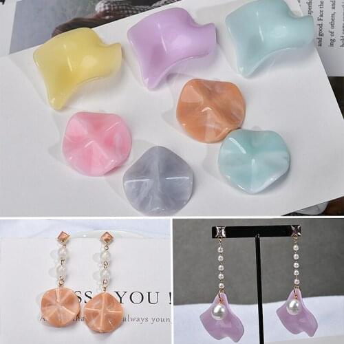 New Style 30pcs/lot color print cartoon Wave rounds/Peony petals shape resin beads diy jewelry earrings pendants accessory